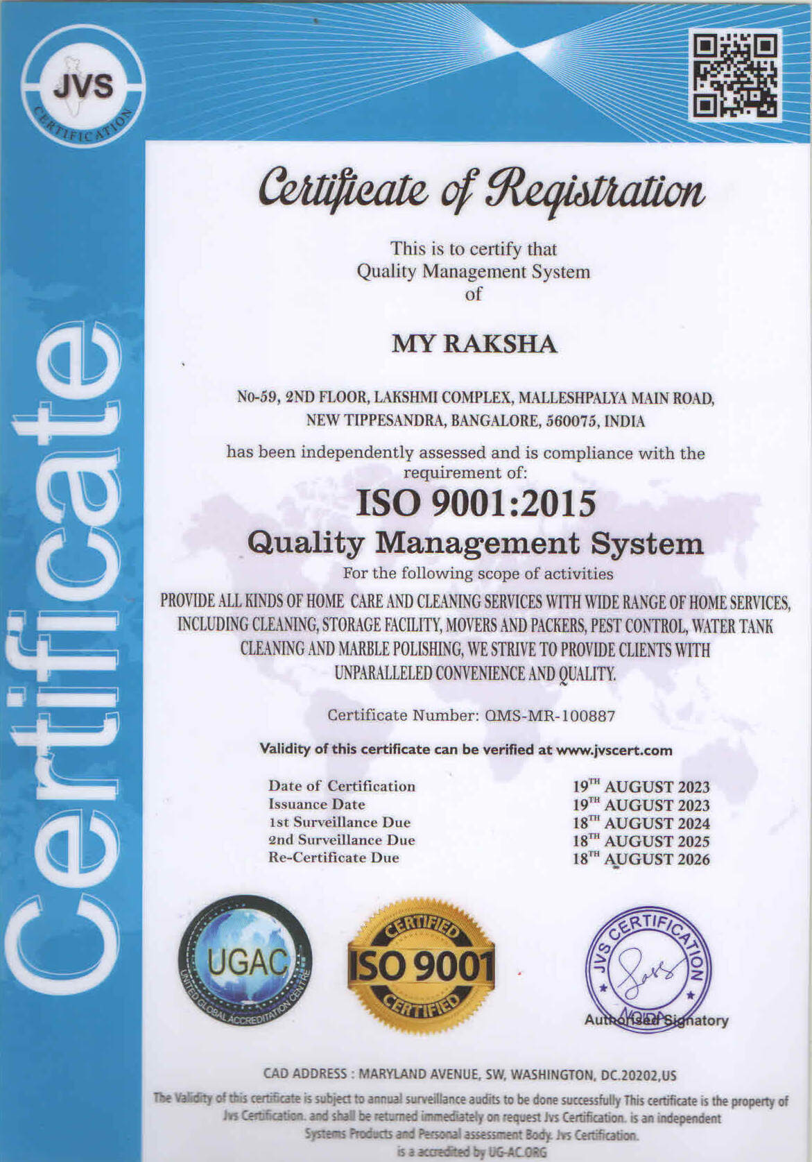 ISO CERTIFICATE-My Raksha